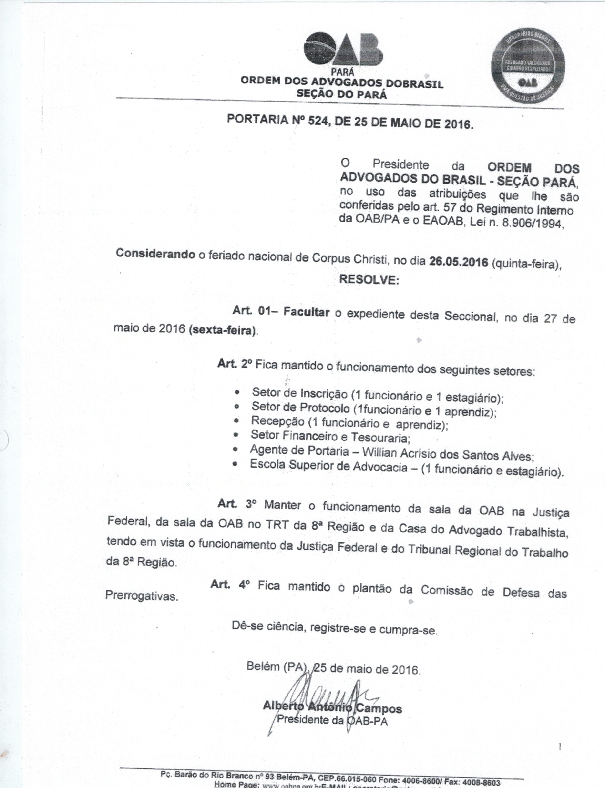 Portaria 27 de maio