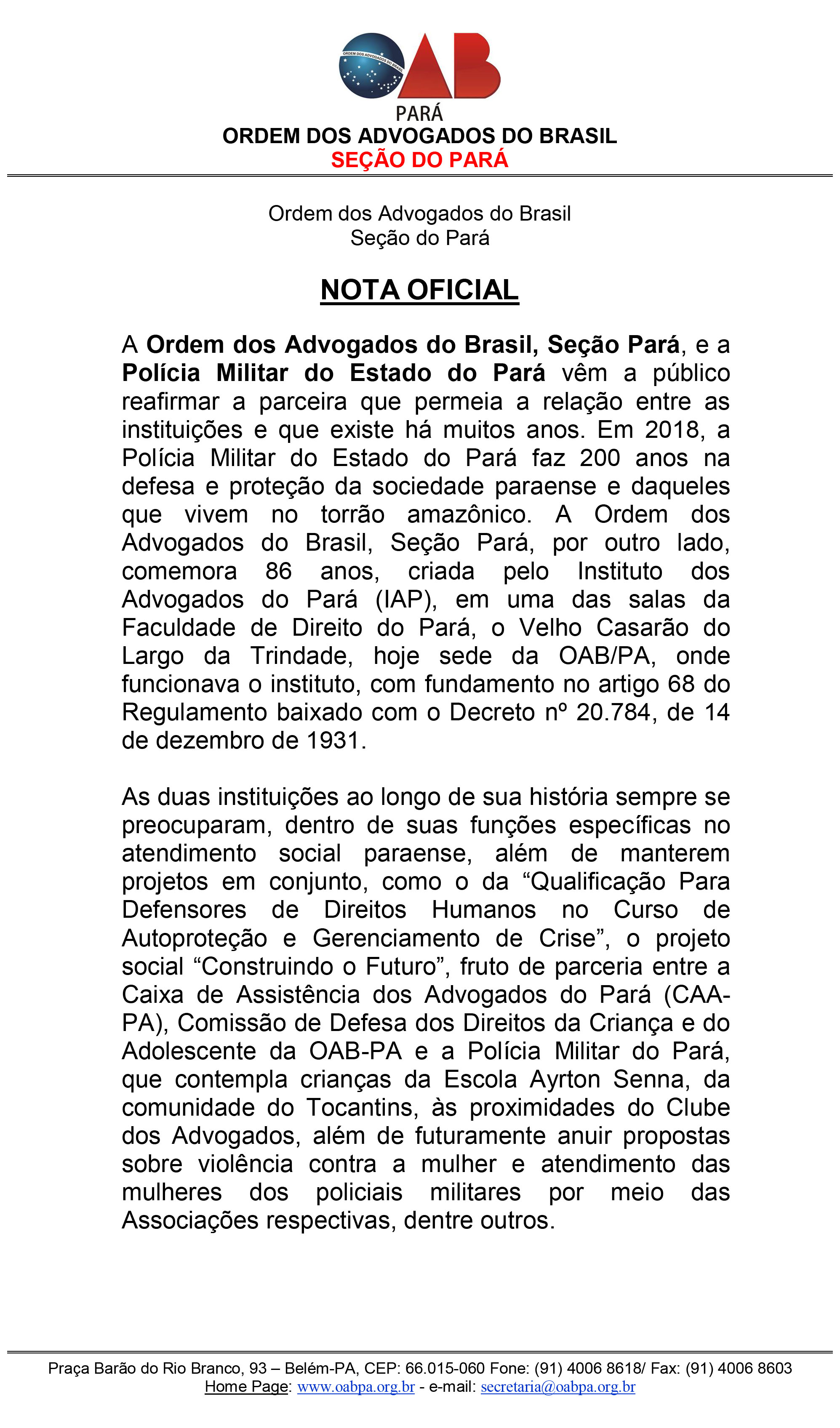Nota Oficial OAB e PM 1 1